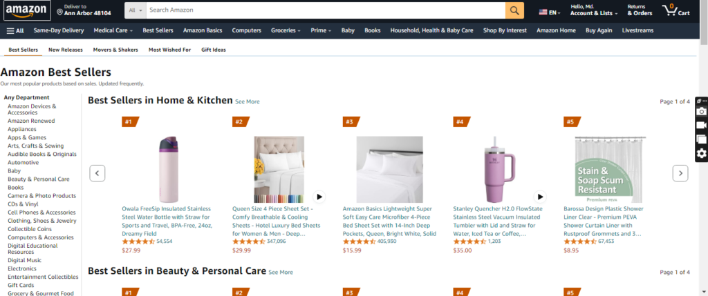 Amazon Website's Screenshot